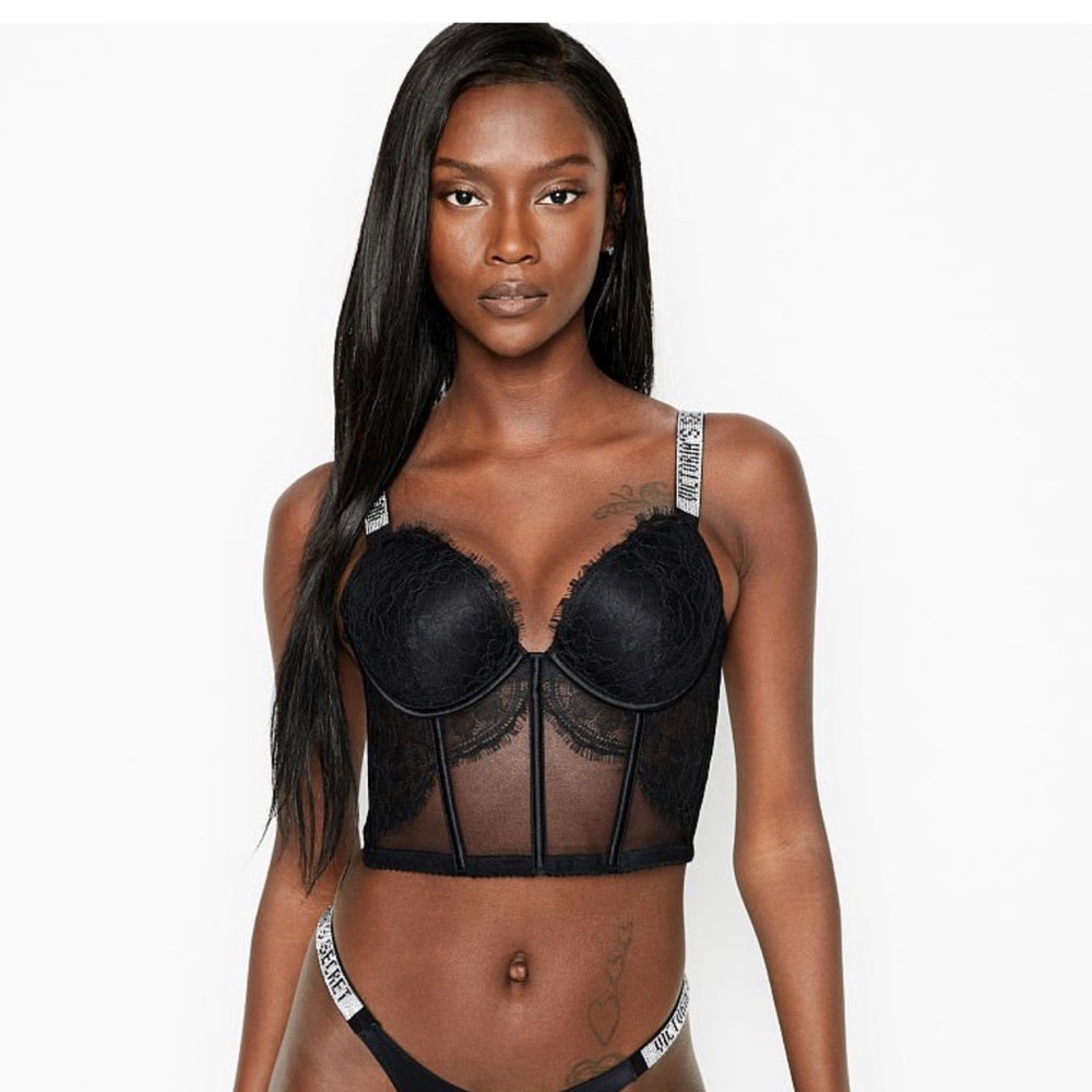 shine strap push-up corset top